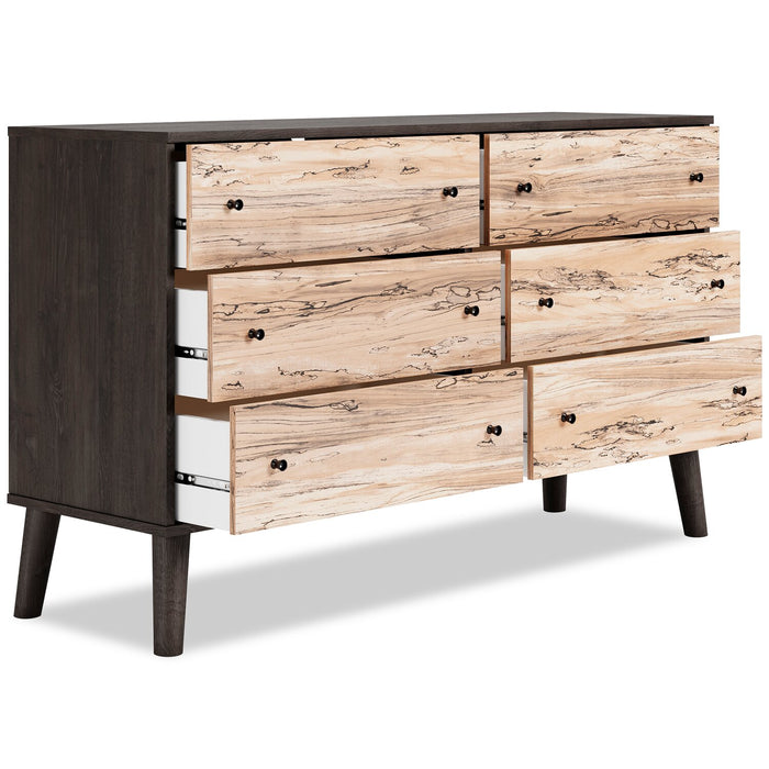 Wolf Bedroom 6-Drawer Dresser, 59\"W x 33.9\"H, Modern Mid-Century - Two-tone Brown & Natural