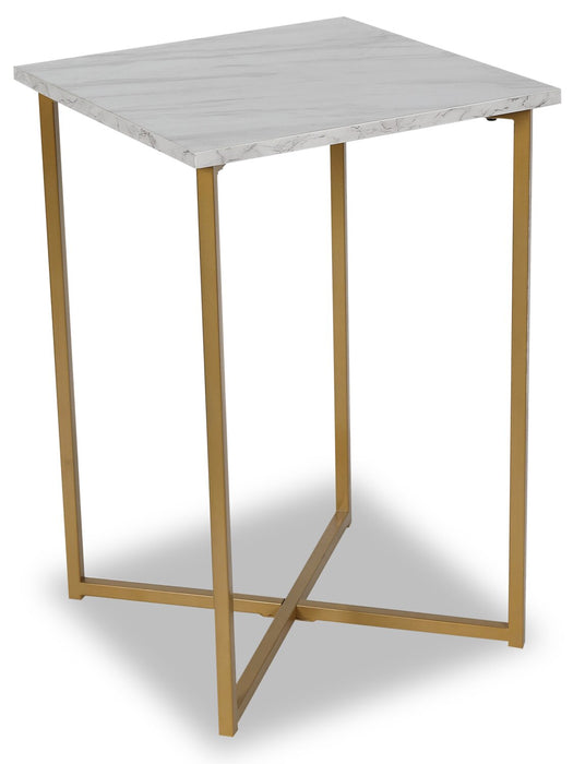 Mia 15.75\" Faux Marble Chairside Table - White & Gold