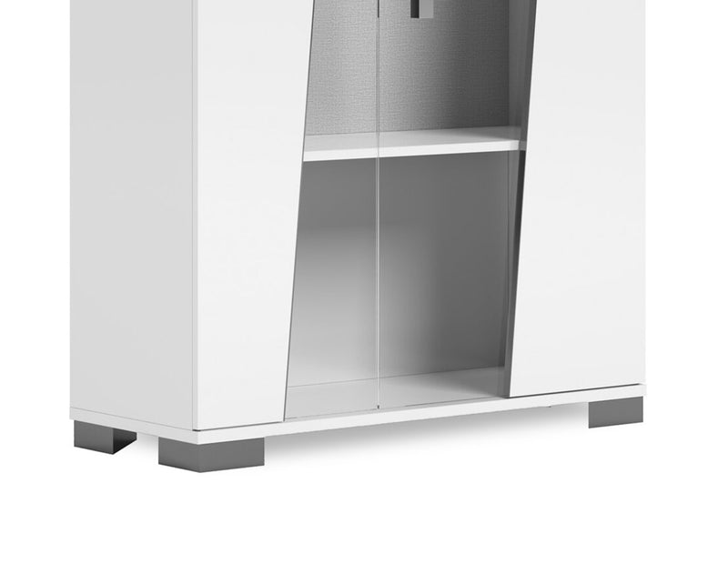 Raia Dining Curio with Storage & Glass Display Shelves - Made in Italy, Modern, 40\"W - White