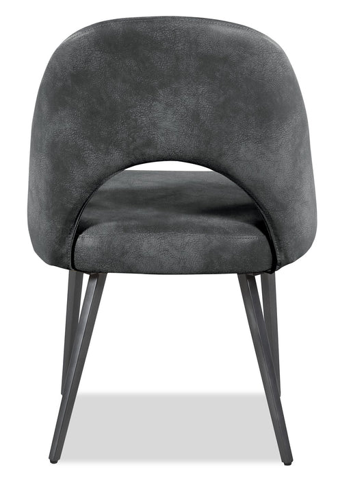 Kort & Co. Bay Dining Chair with Vegan Leather Fabric, Metal - Charcoal