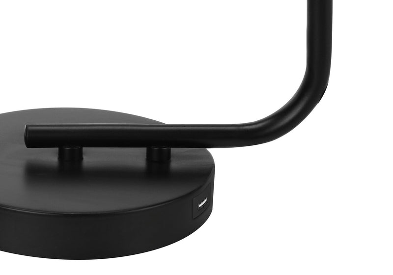 20\" Black Metal Table Lamp with USB Charging
