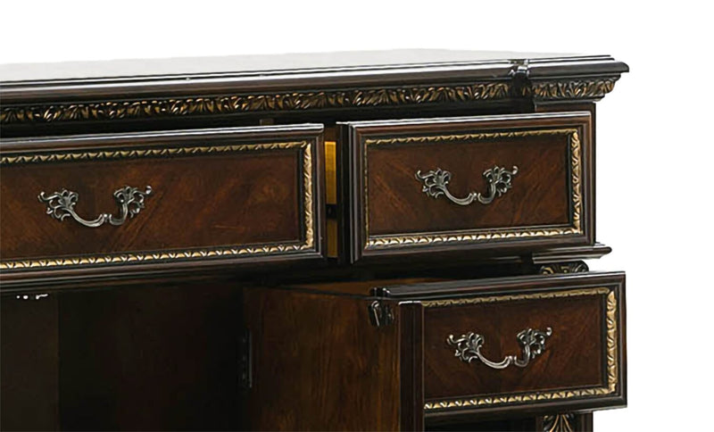 Wynn Bedroom 9-Drawer Dresser with Storage Cabinet, 67.8\"W x 40.5\"H - Cherry Brown