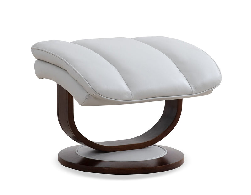 Maven 34.5\" Grey Genuine Leather Stress Free Reclining Chair with Footrest and Wood and Metal Base - Grey