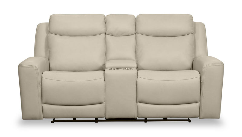 Scott Living Prescott 79\" Genuine Leather Power Reclining Loveseat with Power Headrests - Platinum Grey