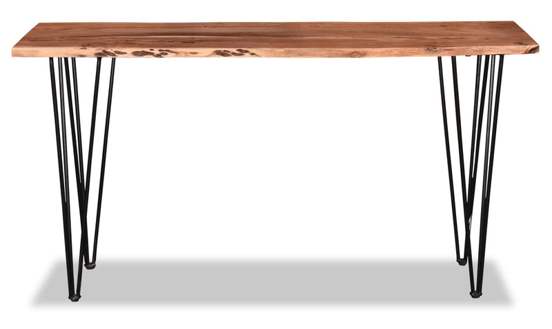 Kaleb 58\" Rustic Sofa Table - Brown and Black with Metal Legs