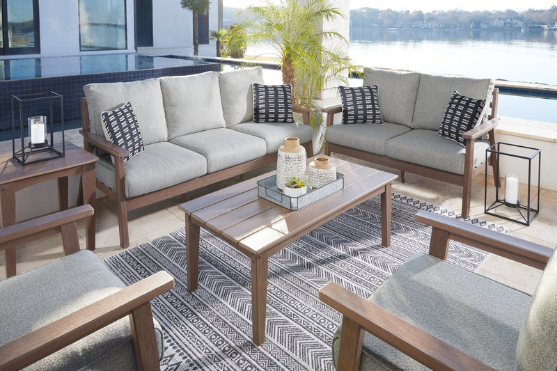 Nome Outdoor Patio Coffee Table - 48\"W, High Density Plastic, UV & Weather Resistant - Natural