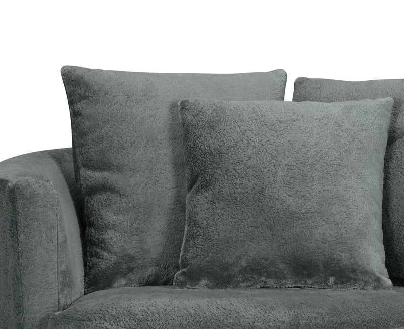 Made in Canada Midi 42\" Chenille Fabric Swivel Cuddler Accent Chair - Plush Thunder Grey