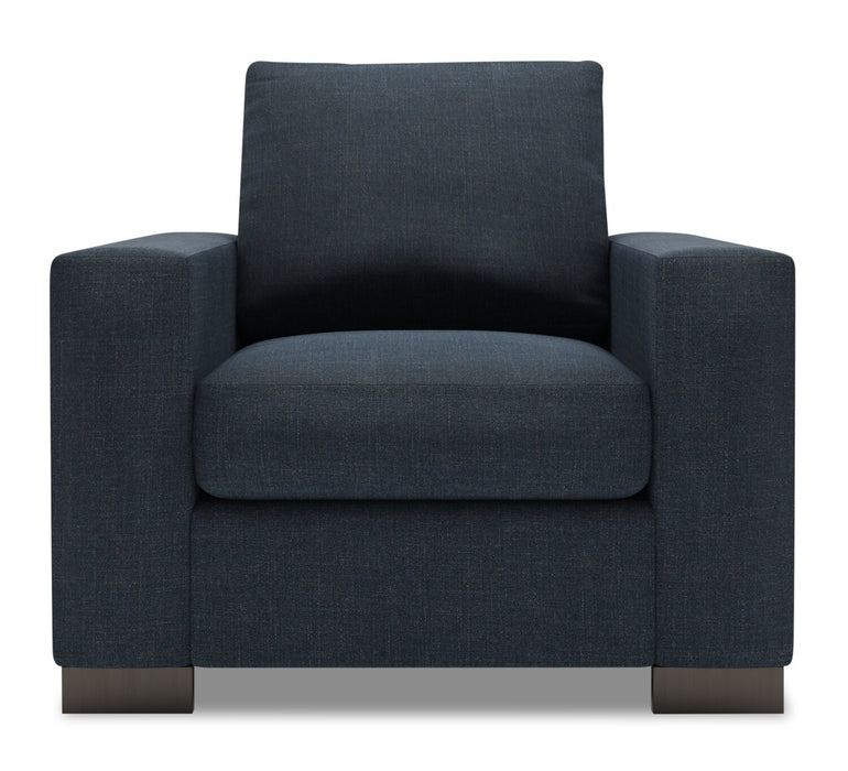 Made in Canada Sofa Lab Customizable Track 38\" Linen-Look Fabric Chair with Track Arms - Luna Sailor Blue