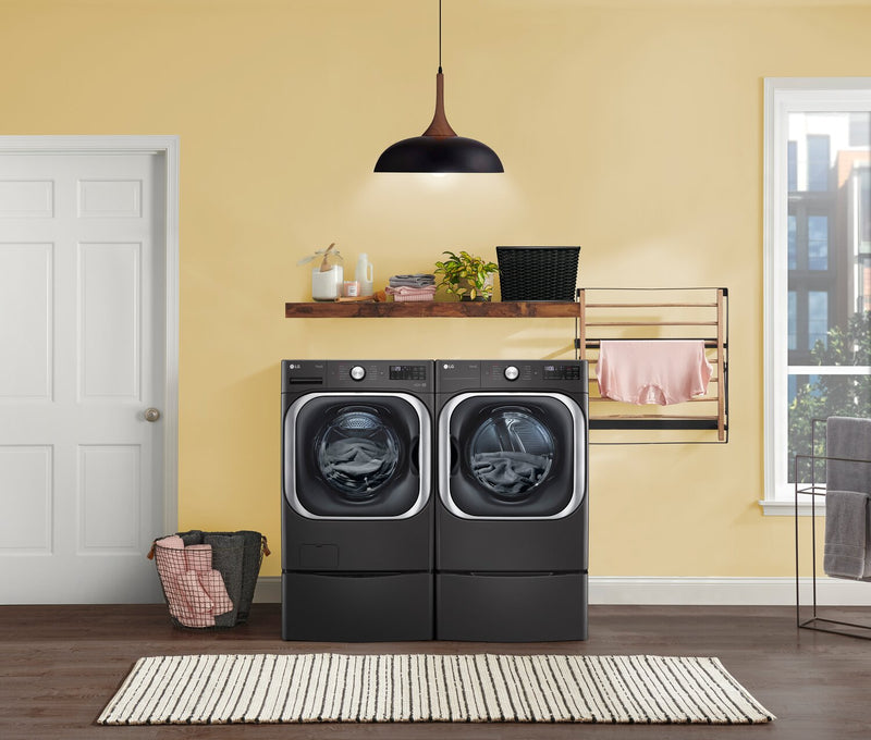 LG 6 Cu. Ft. Front-Load Washer and 9 Cu. Ft. Electric Dryer - Black Steel