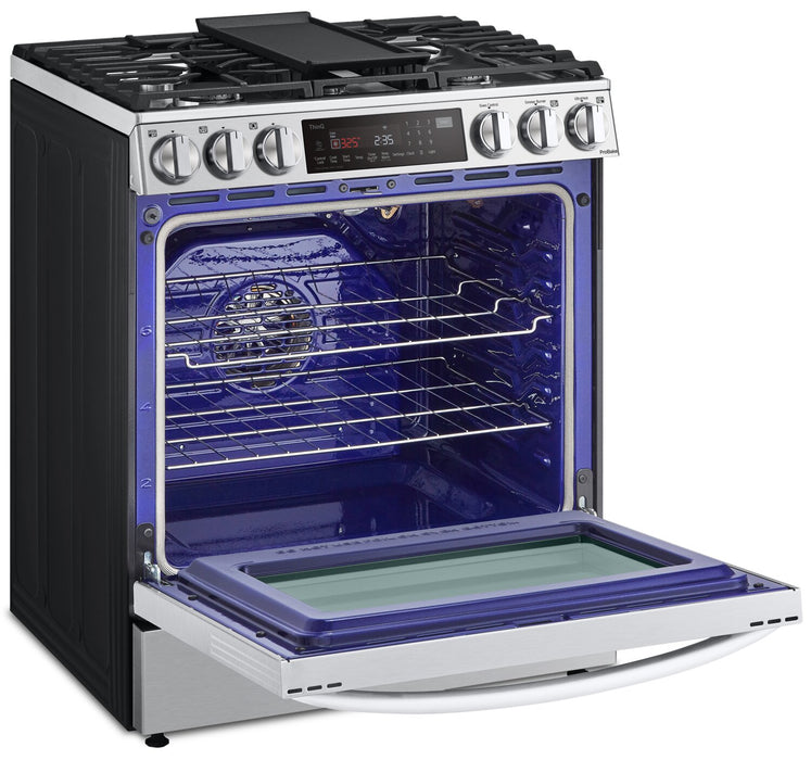 LG 6.3 Cu. Ft. Smart Gas Range with Instaview and ProBake Convection® - Smudge Proof Stainless Steel - LSGL6335F