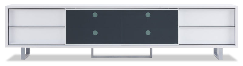 Amelia 89\" x 15.5\" Modern TV Stand with Storage and Cable Management for TVs up to 100\"- White & Black Two Tone