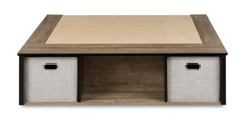 Everley Platform Bed with Built-in Storage & Baskets, Two-Tone - Full Size