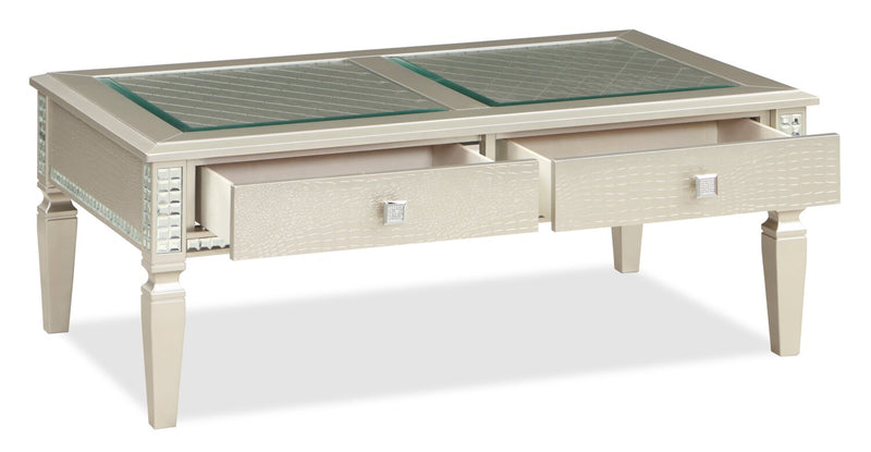 Tyra 48\" Glam Coffee Table with Storage - Champagne  
