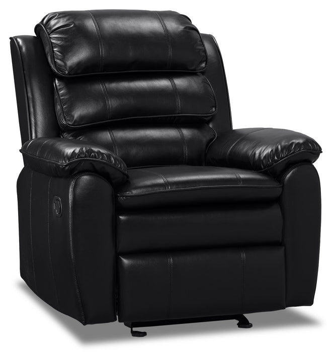 Adam 34.45\" Leather-Look Fabric Glider Reclining Chair - Black