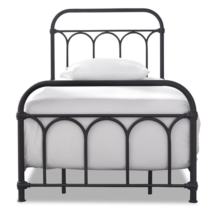 Nora Metal Bed with Headboard & Frame for Kids, Black - Twin Size