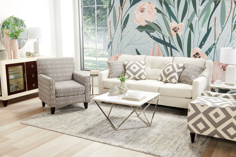 Made in Canada Cindy Crawford Home Kylie 30\" Linen-Look Fabric Accent Chair - Charcoal Emblem