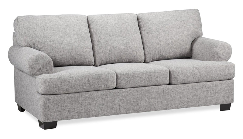 Made in Canada Customizable Sofa Lab Roll 86\" Linen-Look Fabric Sofa Bed with Rolled Arms - Luna Domino Grey