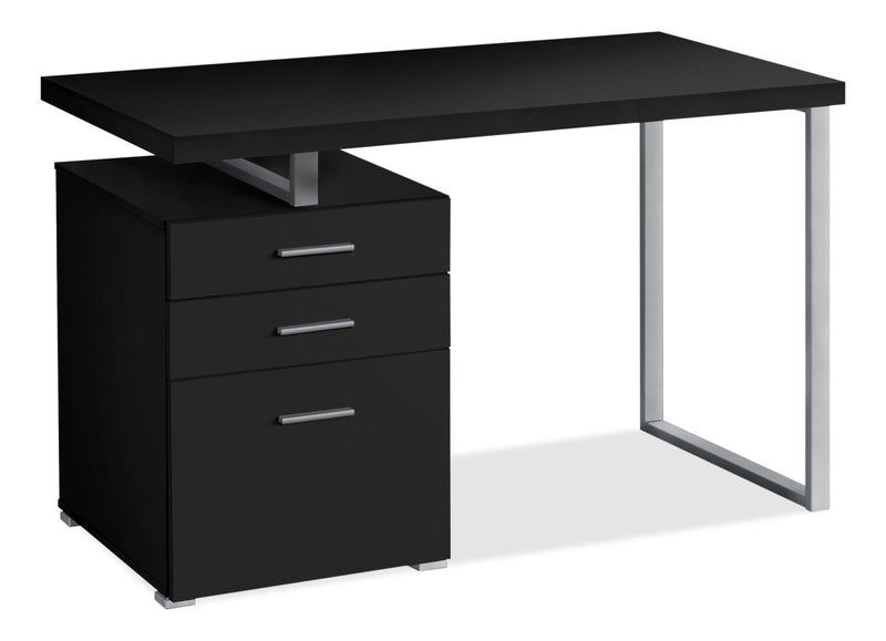 Clayton 47.25\" Reversible Office Desk with 3-Drawers - Black