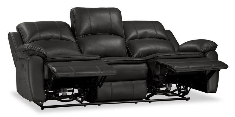 Chandler 82\" Leather-Look Fabric Power Reclining Sofa with USB Ports - Grey