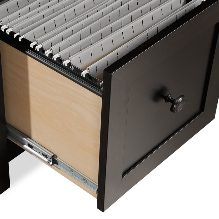 Cayla 59.06\" L-Shaped Office Desk with File Drawer - Estate Black 