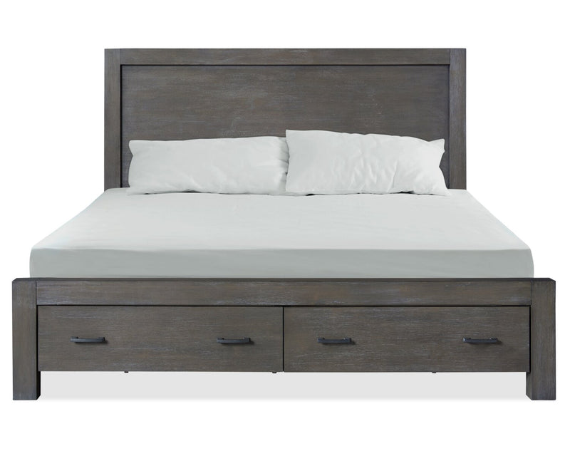 Koda Platform Storage Bed with Headboard & Frame, Wooden, Grey - King Size