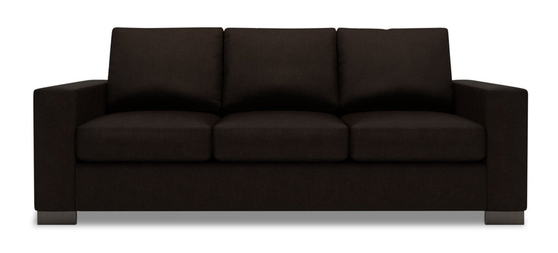 Made in Canada Customizable Sofa Lab Track 85\" Chenille Fabric Sofa with Track Arms - Luxury Chocolate Brown
