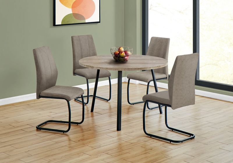 Heath Dining Chair with Vegan-Leather Fabric, Metal - Taupe