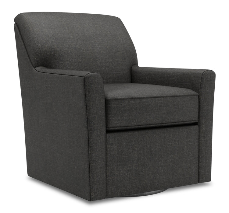 Made in Canada Sofa Lab Customizable Swivel 31\" Linen-Look Fabric Accent Chair - Luna Kohl Grey