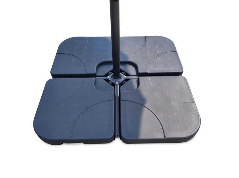 Outdoor Patio 4-Piece Umbrella Base - Weather Resistant Plastic, Universal Fit, Water or Sand Fill Base - Black