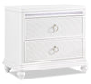 ["Ava Bedside 2-Drawer Nightstand with LED Light, 32.5\"W x 28\"H, Glam - White"]