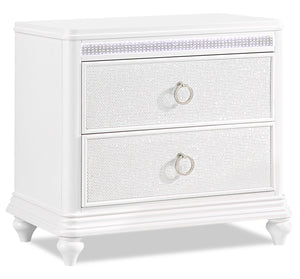 Ava Bedside 2-Drawer Nightstand with LED Light, 32.5