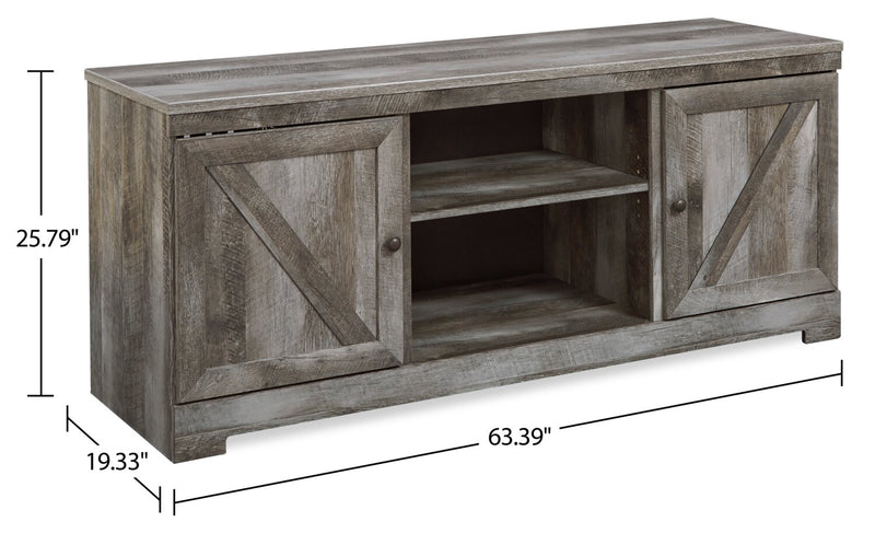 Wynnlow 63\" Rustic TV Stand with Storage and Cable Management for TVs up to 70\"- Grey