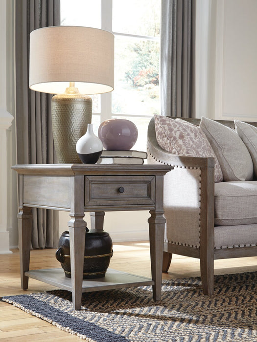Lancaster 20\" Traditional End Table with Storage and Shelf - Grey and Bronze Pine