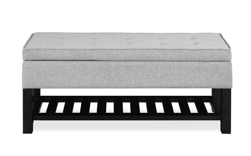 Ryan 43.5\" Storage Bench with Bottom Shelf - Light Grey