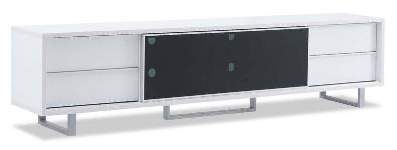 Amelia 89\" x 15.5\" Modern TV Stand with Storage and Cable Management for TVs up to 100\"- White & Black Two Tone