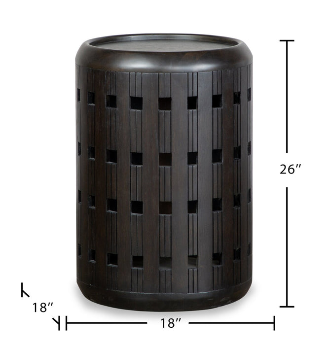 Rhett 18\" Modern Round End Table - Dark Espresso Brown Oak