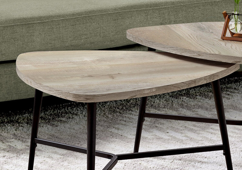 Mason 32.5\" Modern 2-Pack Nesting Coffee Tables - Taupe with Black Metal Legs