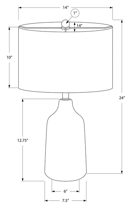 24\" Black Concrete Table Lamp with Grey Shade