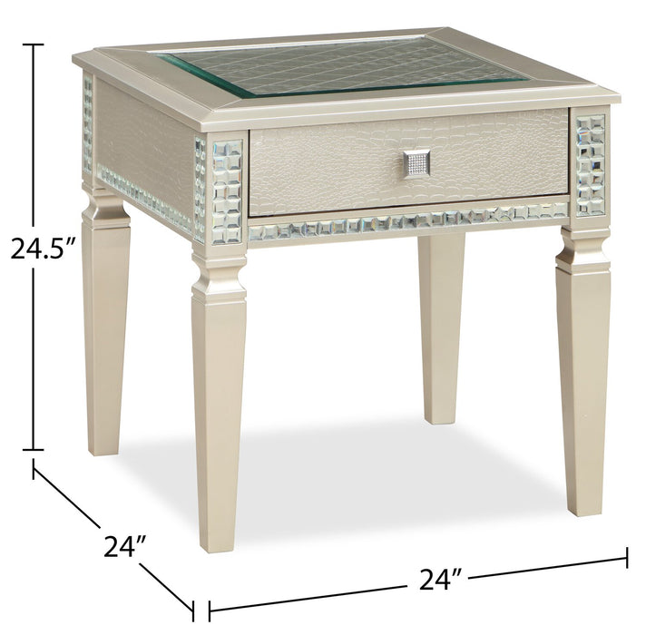 Tyra 24\" Glam End Table with Storage - Champagne  