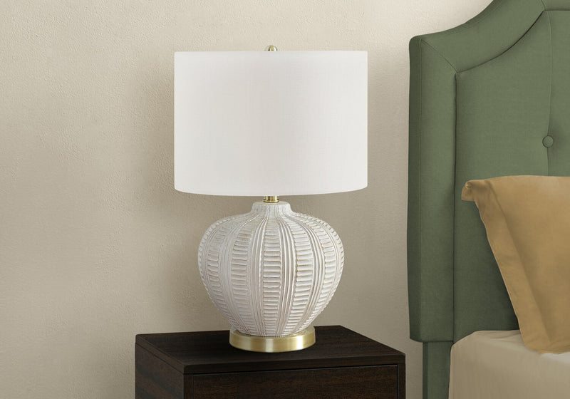 21\" Cream and Gold Resin Table Lamp