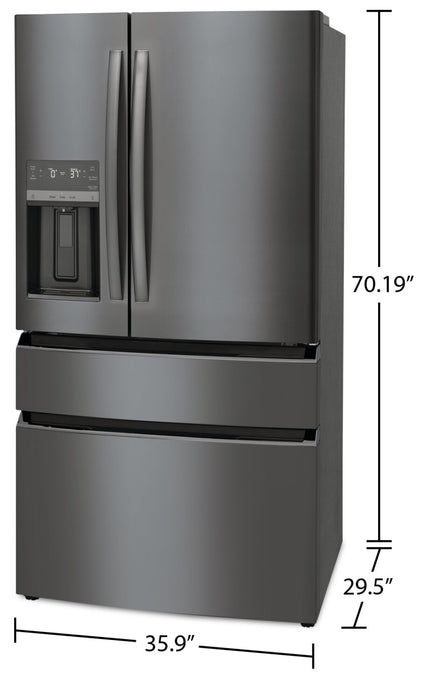 Frigidaire Gallery 36\" 21.5 Cu. Ft. Counter-Depth 4-Door French-Door Refrigerator - Smudge-Proof® Black Stainless Steel - GRMC2273CD
