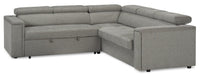Savvy 2-Piece Left-Facing Linen-Look Fabric Sleeper Sectional with Adjustable Headrests - Grey 