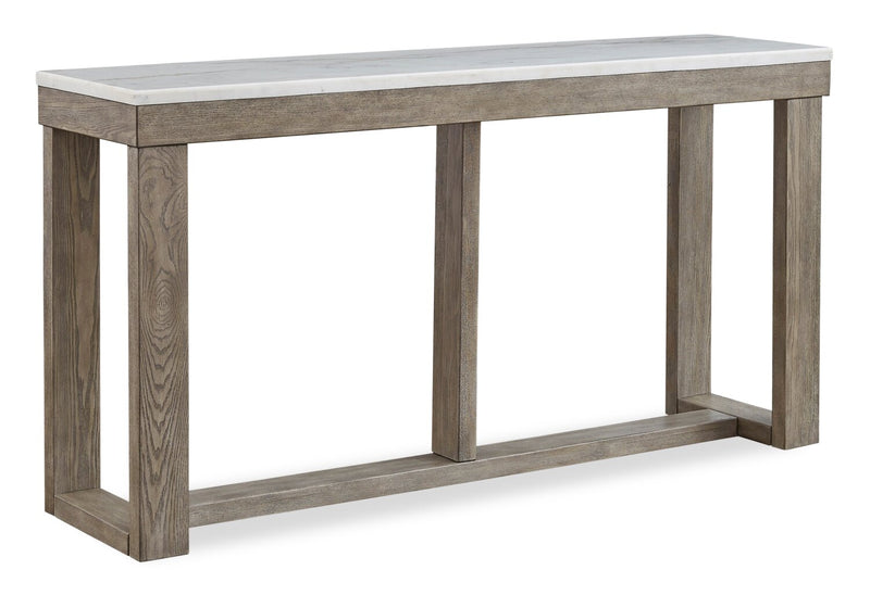 Corsa 64\" Modern Sofa Table - Marble Top with Grey Brown Wood Base
