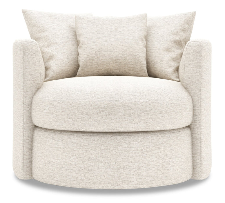Made in Canada Sofa Lab Customizable Nest 41\" Chenille Fabric Swivel Accent Chair - Luxury Sand Beige