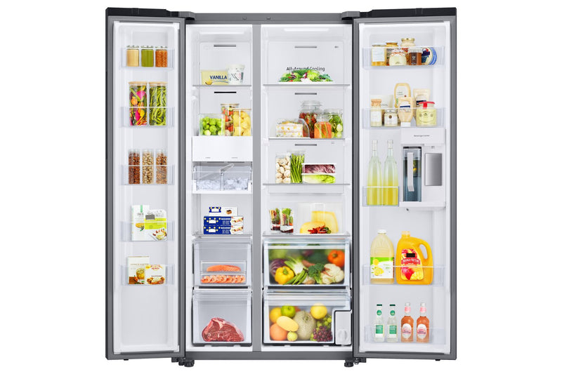 Samsung 36\" 22.6 Cu. Ft. Side-by-Side with Beverage Centre Refrigerator - White Glass - RS23CB760012AA