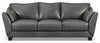 Chateau d'Ax Lusso 92\" 100% Genuine Leather Sofa with Wood Legs - Charcoal Grey