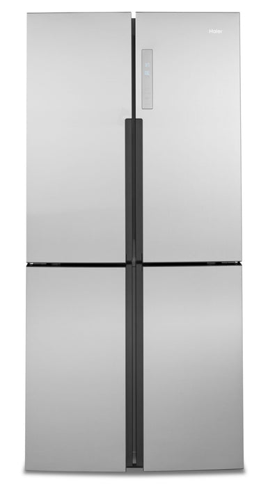 Haier 33\" 16.4 Cu. Ft. Quad Door Refrigerator - Stainless Steel Fingerprint Resistant  - QHE16HYPFS