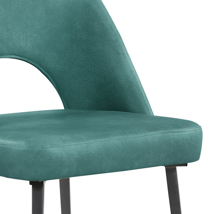 Kort & Co. Bay Dining Chair with Vegan Leather Fabric, Metal - Aqua