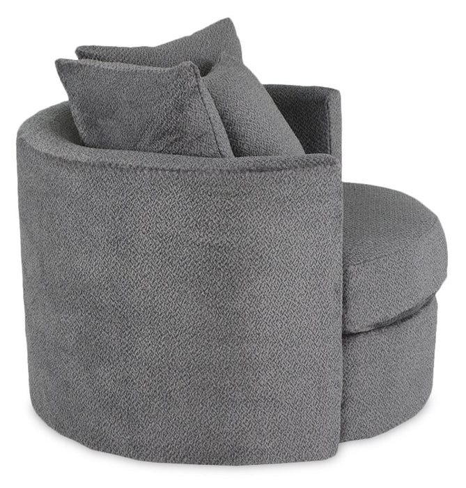 Made in Canada Midi 42\" Chenille Fabric Swivel Cuddler Accent Chair - Teddy Nightfall Grey