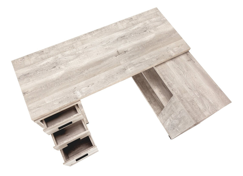 Rickey 60\" L-Shaped Corner Office Desk with 3-Drawers & Shelving - Natural
